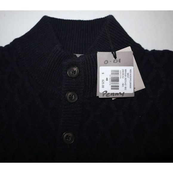 Corneliani 90514202M5 Men Sz 48 US M Navy Cable Knit Cashmere Blend Sweater $625 - Picture 6 of 9